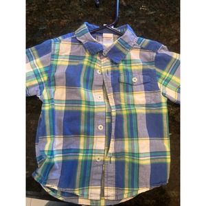 Blue Green Yellow Plaid Short Sleeve Buttondown (3T)